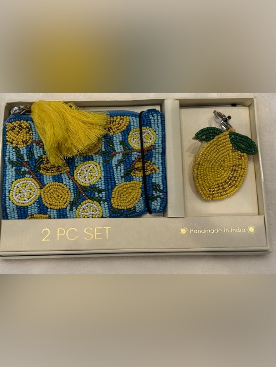 Sol And Mer Accessories - Sol and Mer Beaded Lemon Pattern Wristlet & Lemon Keychain. New in Box